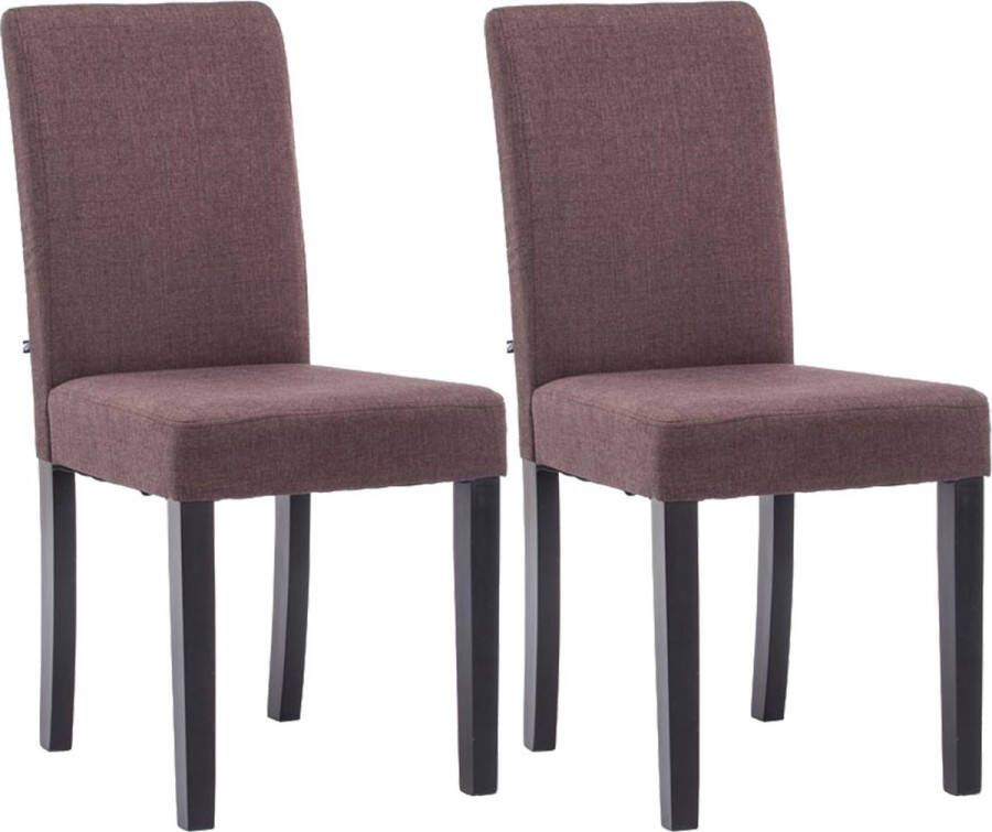 Clp Ina Set van 2 Eetkamerstoelen Zonder armleuning Hout Stof bruin zwart