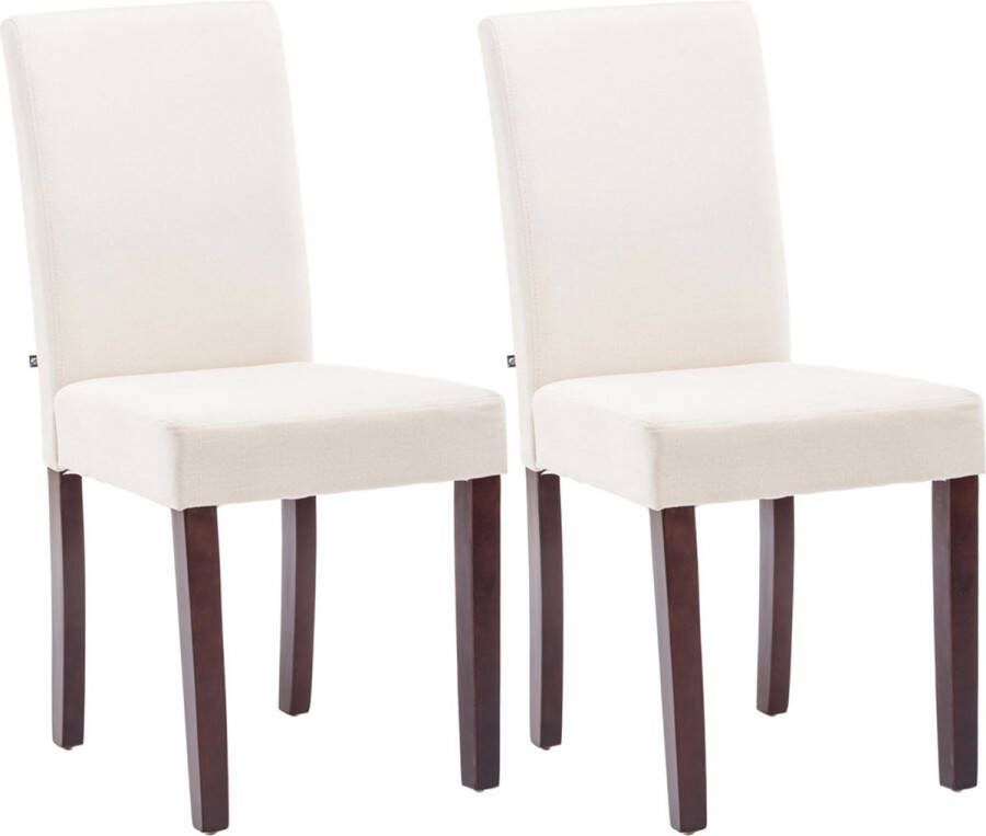 Clp Ina Set van 2 Eetkamerstoelen Zonder armleuning Hout Stof creme cappuccino
