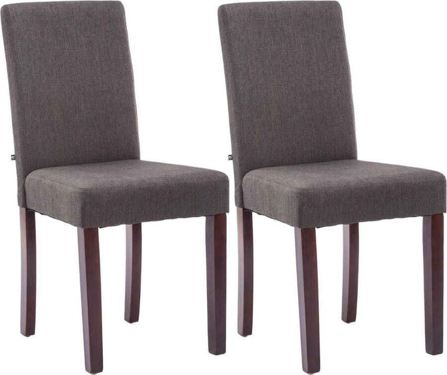 Clp Ina Set van 2 Eetkamerstoelen Zonder armleuning Hout Stof donkergrijs cappuccino