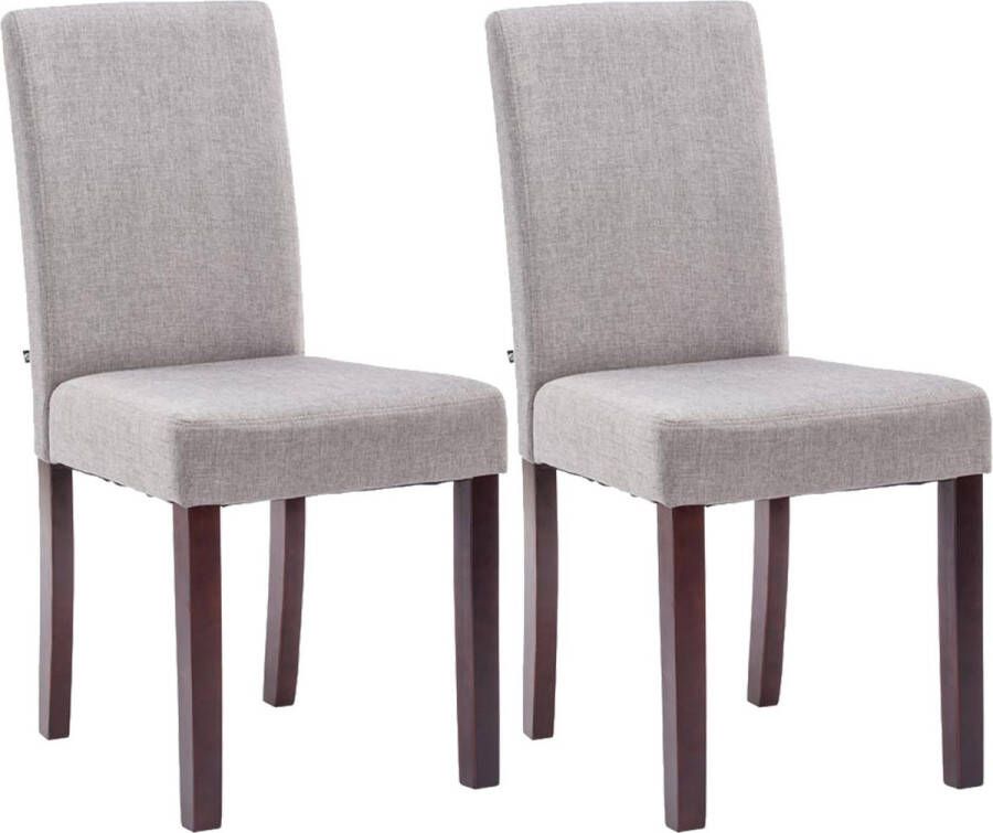 Clp Ina Set van 2 Eetkamerstoelen Zonder armleuning Hout Stof licht grijs cappuccino