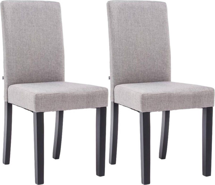 Clp Ina Set van 2 Eetkamerstoelen Zonder armleuning Hout Stof licht grijs zwart
