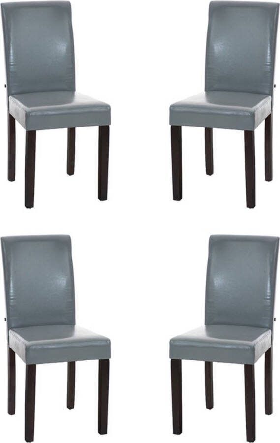 Clp Ina Set van 4 Eetkamerstoelen Kunstleer grijs donkerbruin