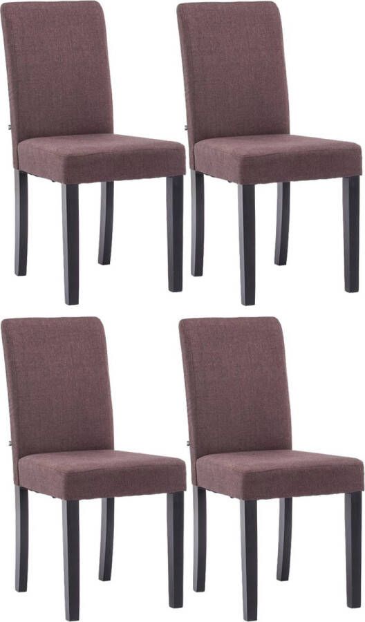 Clp Ina Set van 4 Eetkamerstoelen Zonder armleuning Hout Stof bruin zwart