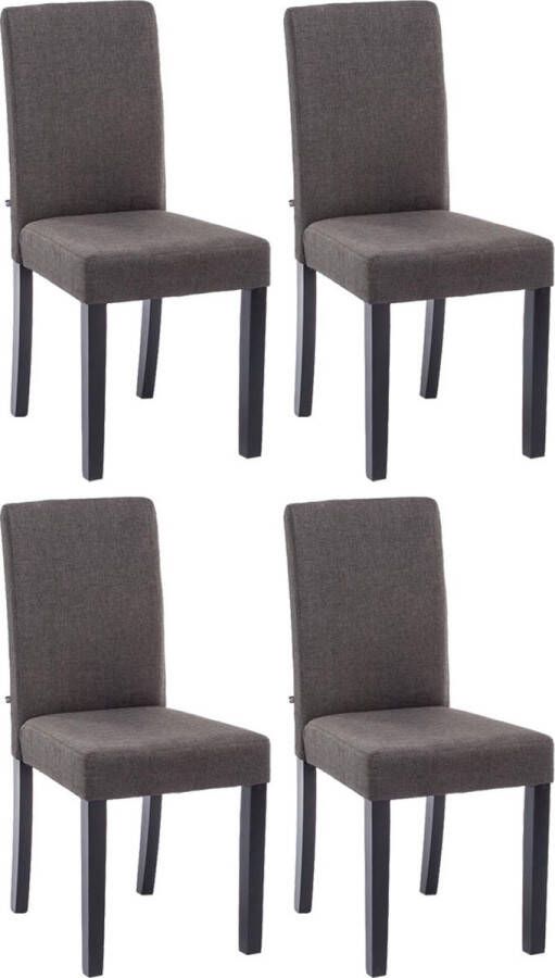 Clp Ina Set van 4 Eetkamerstoelen Zonder armleuning Hout Stof donkergrijs zwart