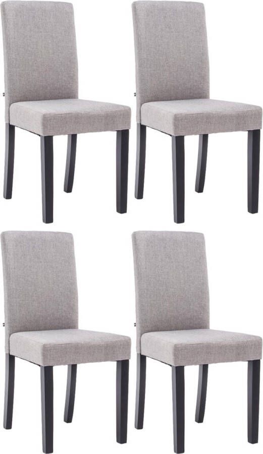 Clp Ina Set van 4 Eetkamerstoelen Zonder armleuning Hout Stof licht grijs zwart
