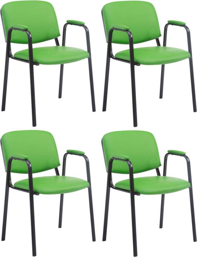 Clp Ken Pro Set van 4 Bezoekersstoelen Kunstleer groen