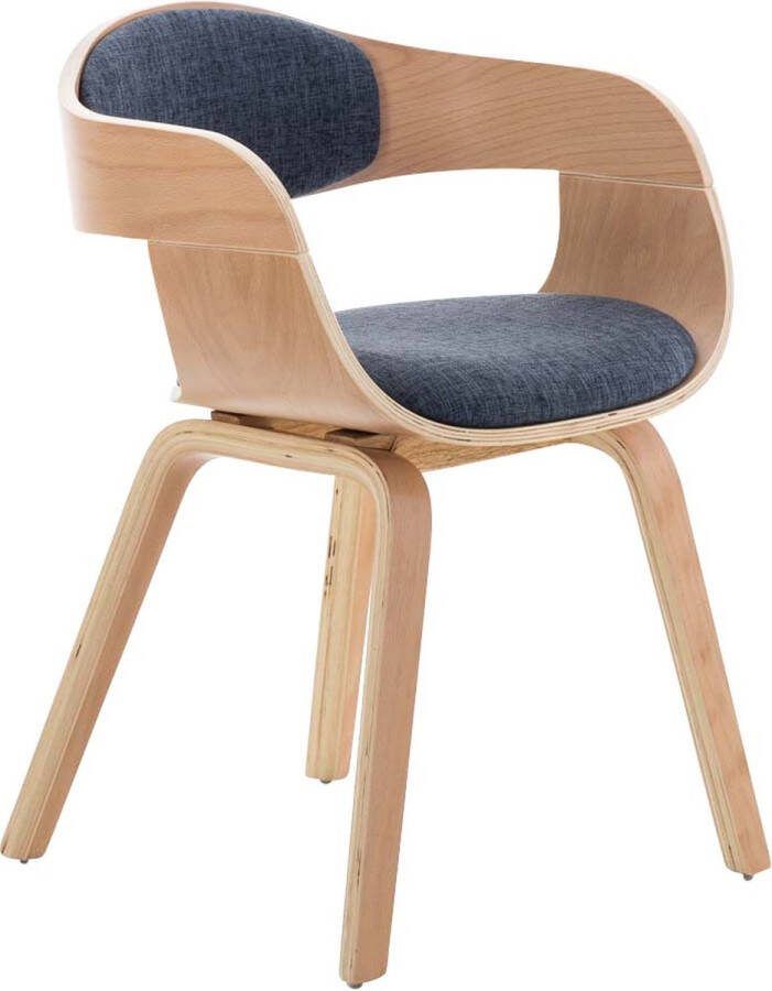 Clp Kingston Eetkamerstoel Met armleuning Hout Stof natura blauw