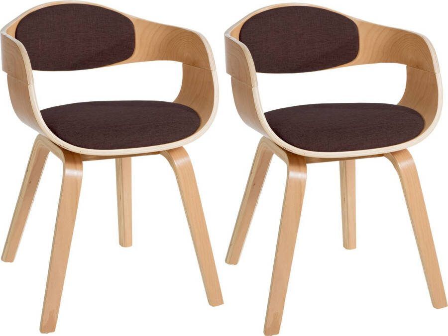 Clp Kingston Set van 2 eetkamerstoelen Met armleuning Stof natura bruin natura