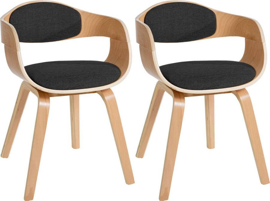 Clp Kingston Set van 2 eetkamerstoelen Met armleuning Stof natura donkergrijs natura