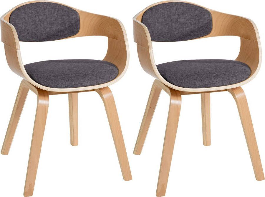 Clp Kingston Set van 2 eetkamerstoelen Met armleuning Stof natura licht grijs natura
