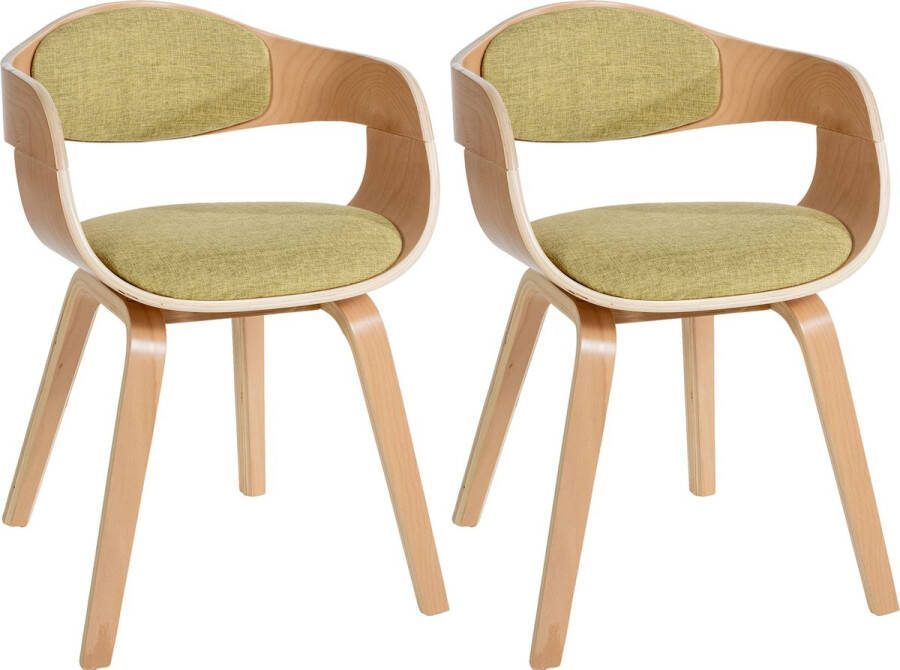 Clp Kingston Set van 2 eetkamerstoelen Met armleuning Stof natura lichtgroen natura