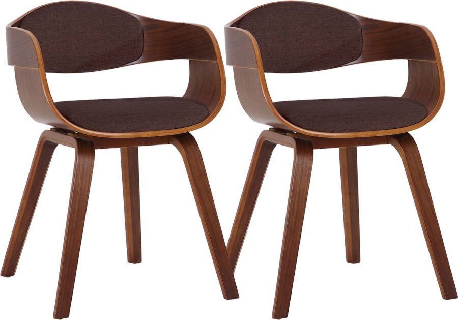 Clp Kingston Set van 2 eetkamerstoelen Met armleuning Stof walnoot bruin walnoot