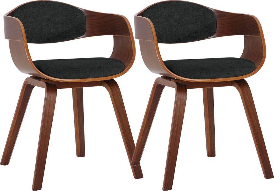 Clp Kingston Set van 2 eetkamerstoelen Met armleuning Stof walnoot zwart walnoot