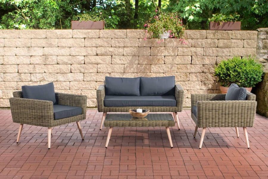 Clp Kiruna Loungeset 5 mm Polyrotan Natura ijzergrijs 40 cm (Hellbraun)
