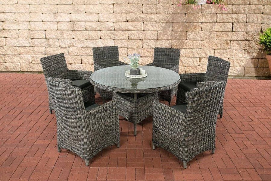 Clp Larino Ronde Tuinset 5mm Poly-rotan grijs gevlekt antraciet