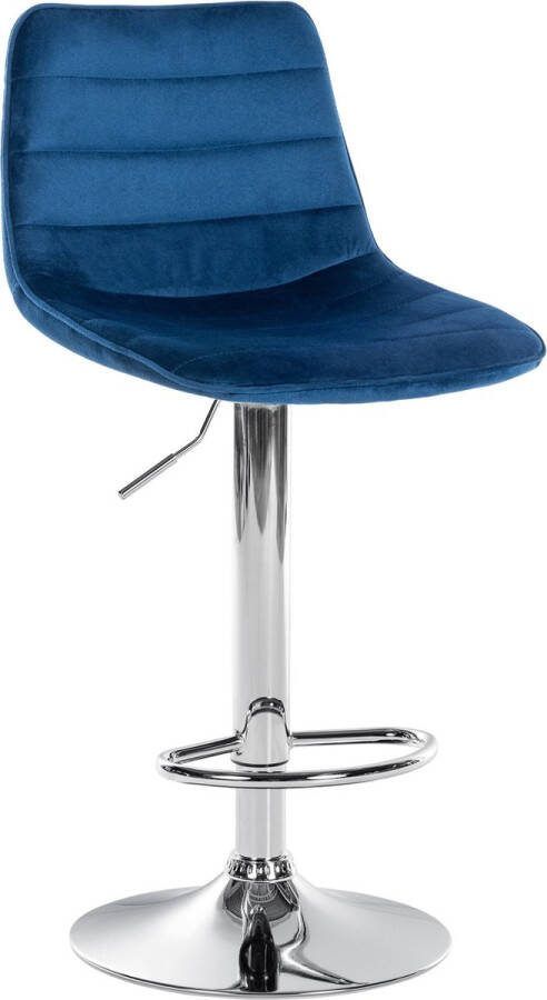 Clp Lex Barkruk Met rugleuning Voetsteun Fluweel blauw chroom