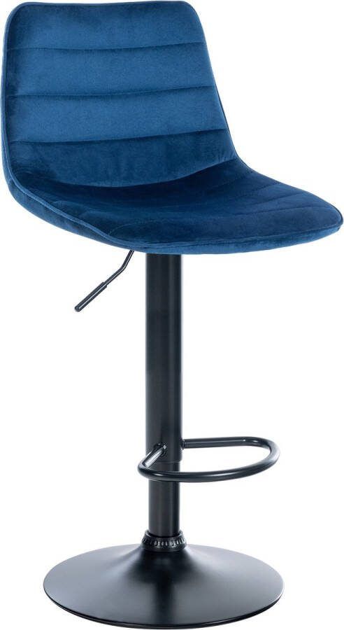 Clp Lex Barkruk Met rugleuning Voetsteun Fluweel blauw zwart