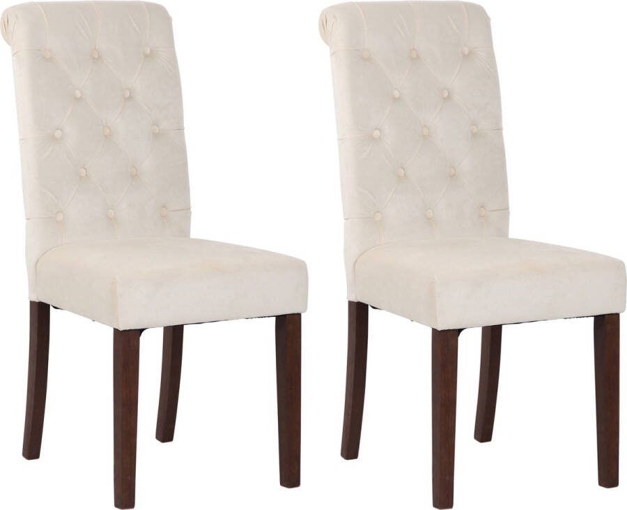 Clp Lisburn Set van 2 eetkamerstoelen Zonder armleuning creme Fluweel