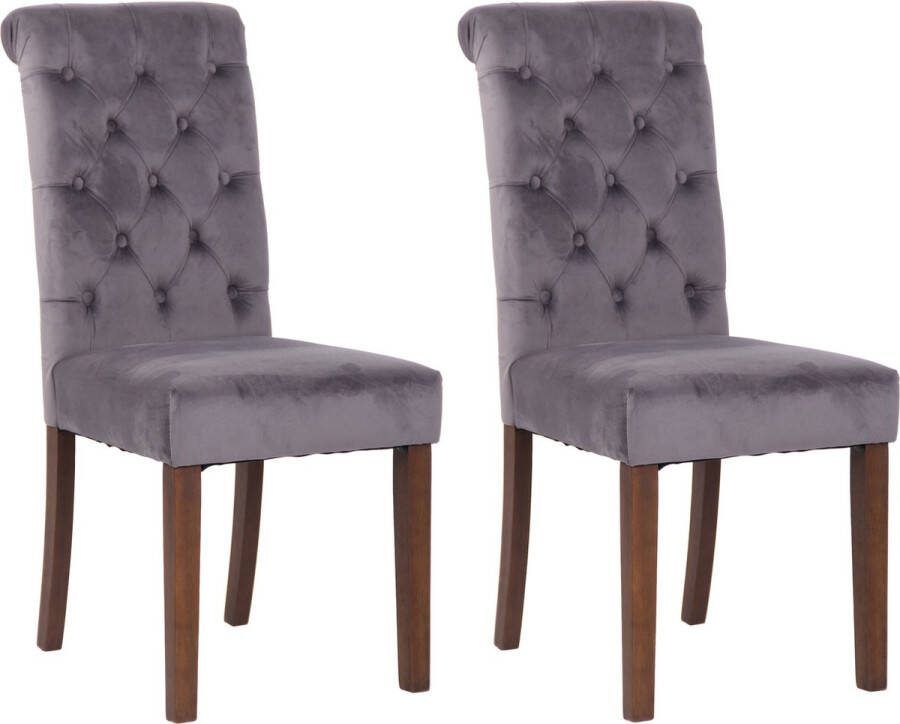 Clp Lisburn Set van 2 eetkamerstoelen Zonder armleuning donkergrijs Fluweel