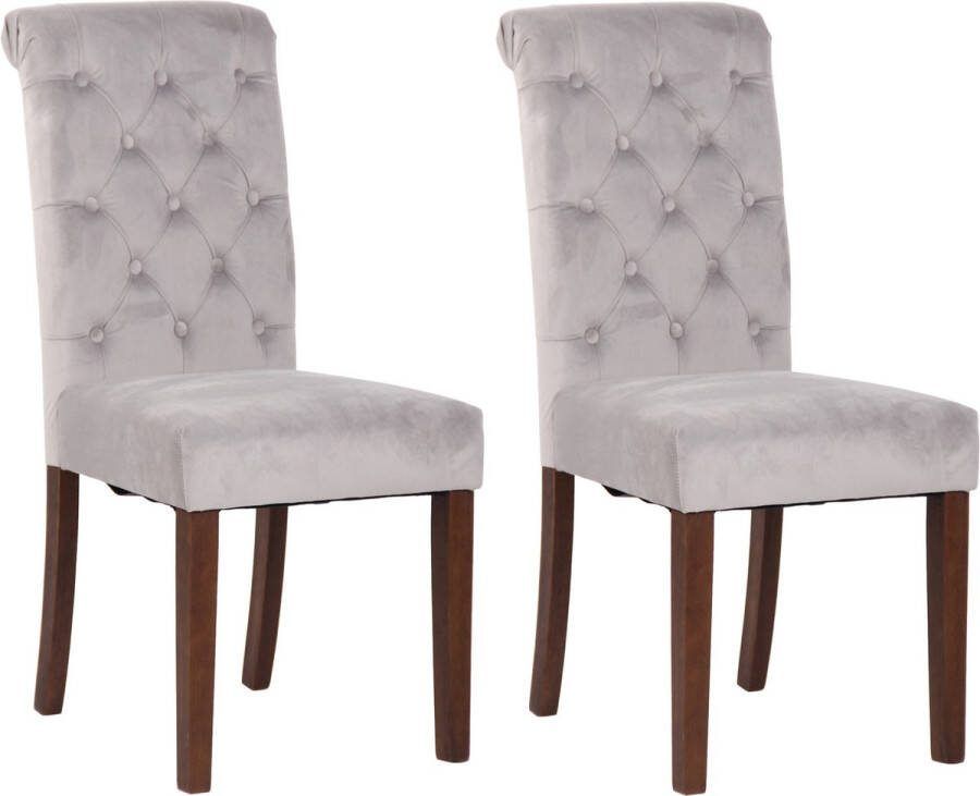 Clp Lisburn Set van 2 eetkamerstoelen Zonder armleuning grijs Fluweel