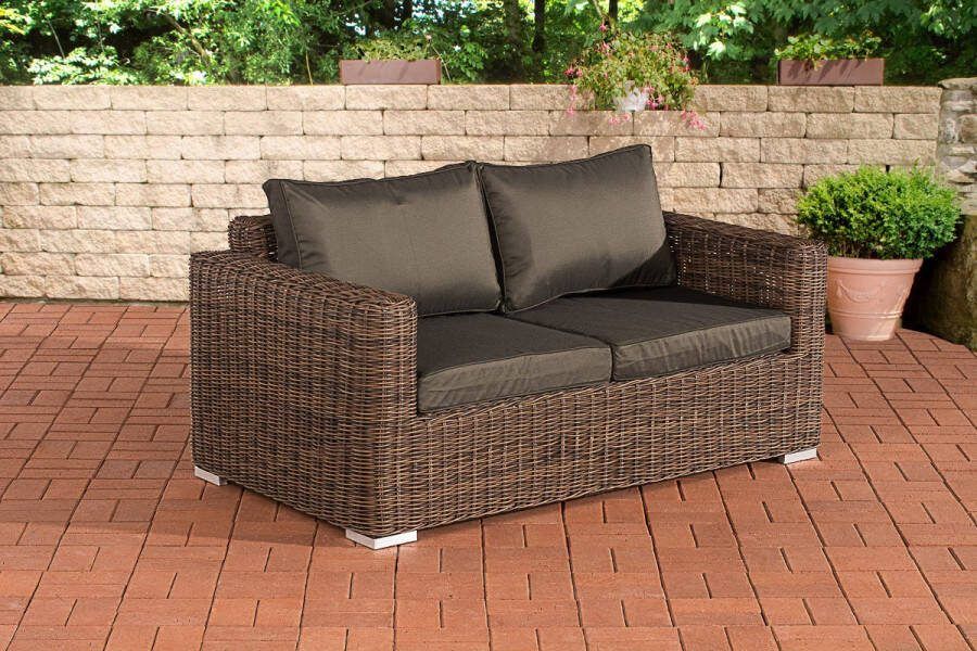 Clp Madeir 2-zitsbank Tuinbank 5mm Polyrotan bruin gemeleerd antraciet