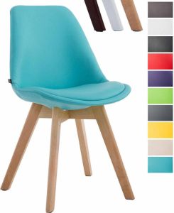 Clp Manado Eetkamerstoel Kunstleer Blauw Kleur onderstel : natura