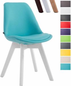 Clp Manado Eetkamerstoel Kunstleer Blauw Kleur onderstel : wit