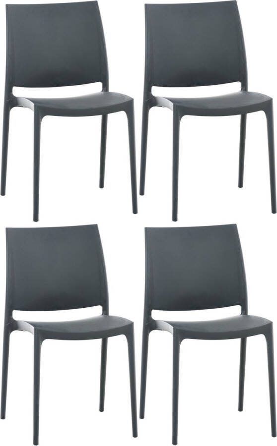 Clp Maya Set van 4 stoelen Weerbestendige stapelstoelen een draagvermogen tot 130 kg donkergrijs