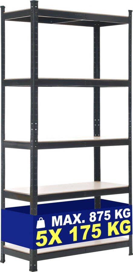Clp Metalen opbergrek met 875 kg draagvermogen zwart 90x40x180 cm