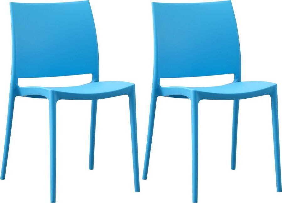 Clp Meton Set van 2 Tuinstoelen Stapelbaar Onderhoudsvriendelijk Weerbestendig Kunststof blauw