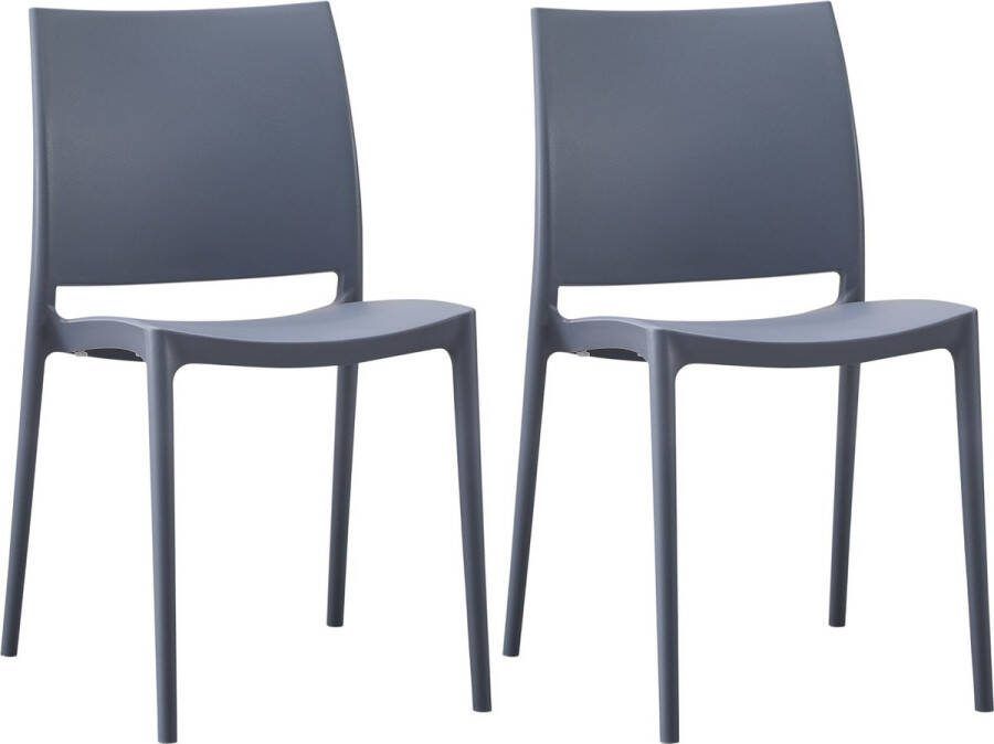 Clp Meton Set van 2 Tuinstoelen Stapelbaar Onderhoudsvriendelijk Weerbestendig Kunststof grijs