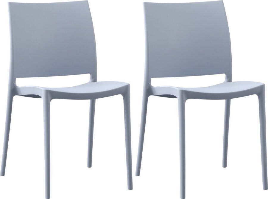 Clp Meton Set van 2 Tuinstoelen Stapelbaar Onderhoudsvriendelijk Weerbestendig Kunststof licht grijs
