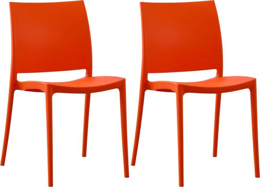 Clp Meton Set van 2 Tuinstoelen Stapelbaar Onderhoudsvriendelijk Weerbestendig Kunststof oranje
