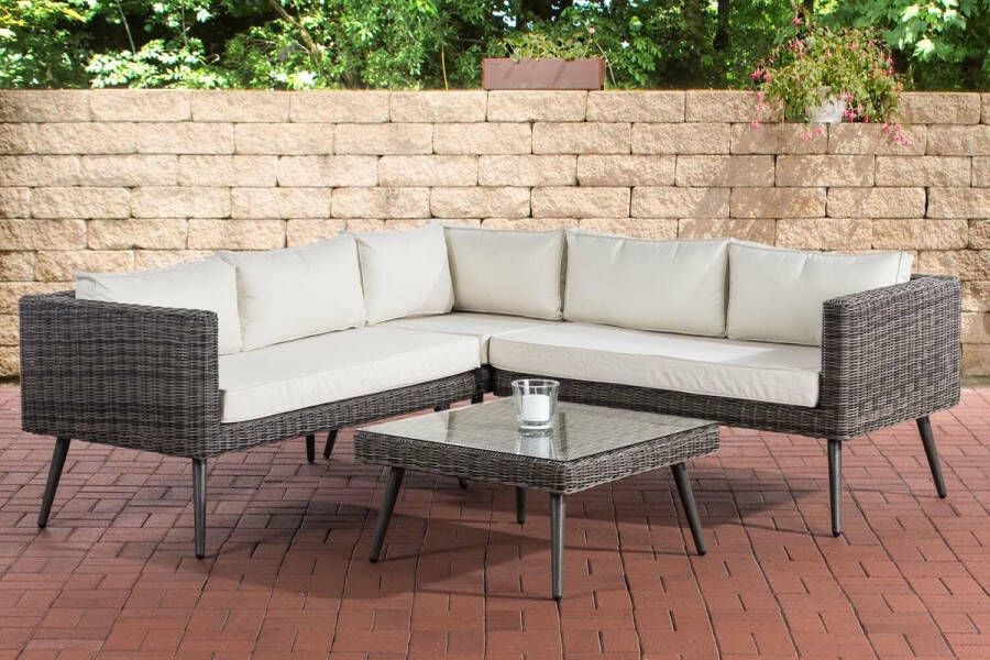 Clp Molde Hoeklounge 5mm rond Polyrattan Grijs gemeleerd cremewit 45 cm (Dunkelgrau)