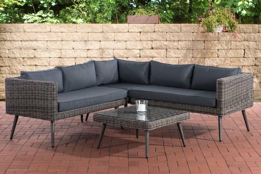 Clp Molde Hoeklounge 5mm rond Polyrattan Grijs gemeleerd ijzergrijs 45 cm (Dunkelgrau)