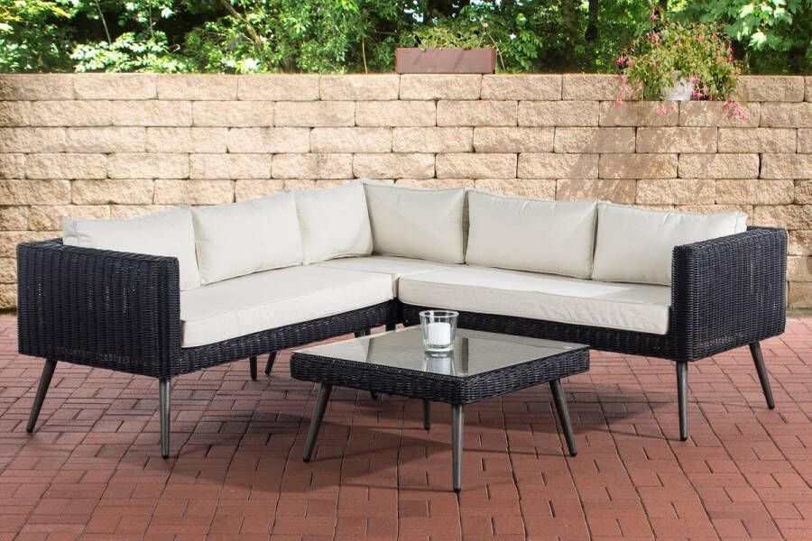 Clp Molde Hoeklounge 5mm rond Polyrattan Zwart cremewit 45 cm (Dunkelgrau)