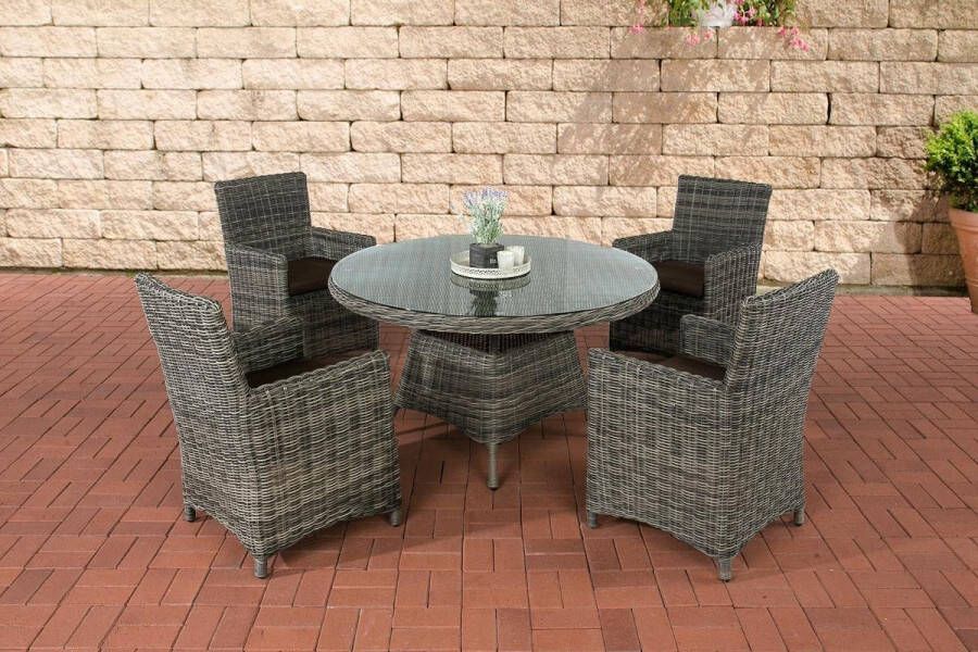 Clp Pinella Tuinset 5mm Polyrotan grijs gevlekt aardsbruin