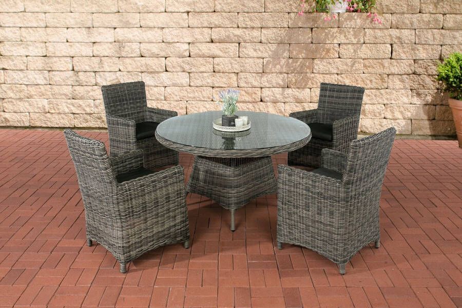 Clp Pinella Tuinset 5mm Polyrotan grijs gemeleerd kleur hoes : antraciet