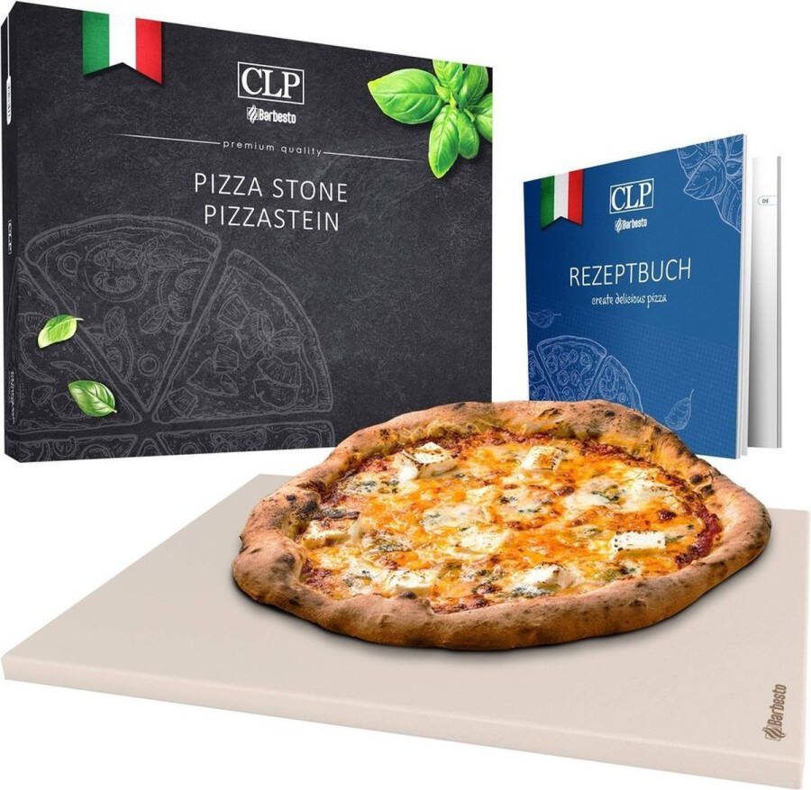 Clp Pizzasteen set Met receptenboek Voor oven of bbq 38x30 cm Pizzasteen