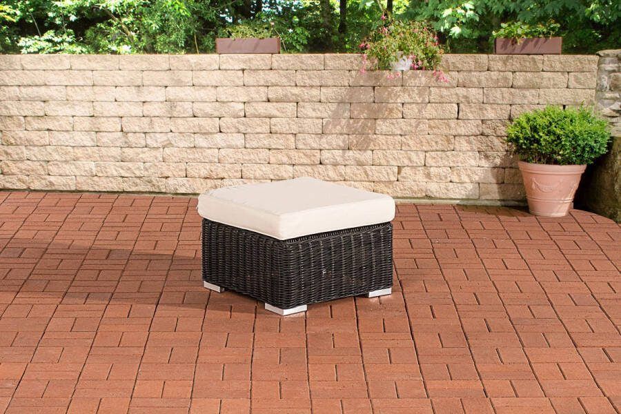 Clp Polyrattan hocker Bilbao Madeira zwart gebroken wit