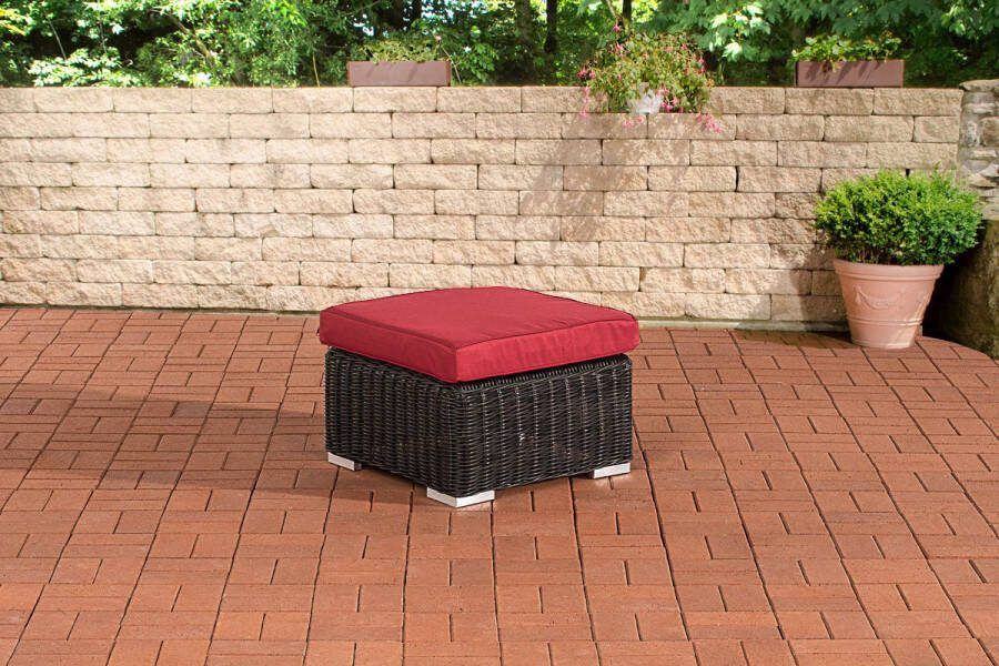 Clp Polyrattan hocker Bilbao Madeira zwart robijnrood
