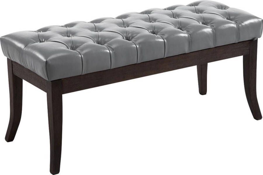 Clp Bank RAMSES 4 donkere houten poten opgevuld en gewatteerde bekleding afgewerkt met kunstleer grijs 100 x 40 x 45 cm