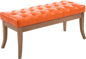 Clp Bank RAMSES 4 lichte houten poten opgevuld en gewatteerde bekleding afgewerkt met kunstleer oranje Breedte : 150 cm