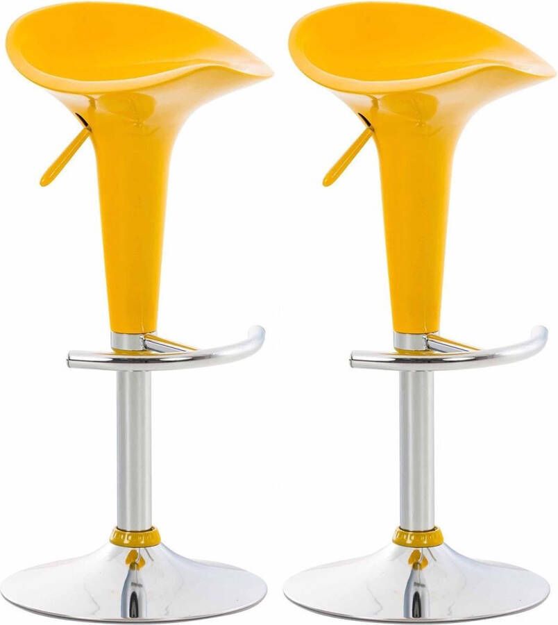 Clp Saddle Set van 2 barkrukken Verstelbaar Voetsteun Kunststof geel