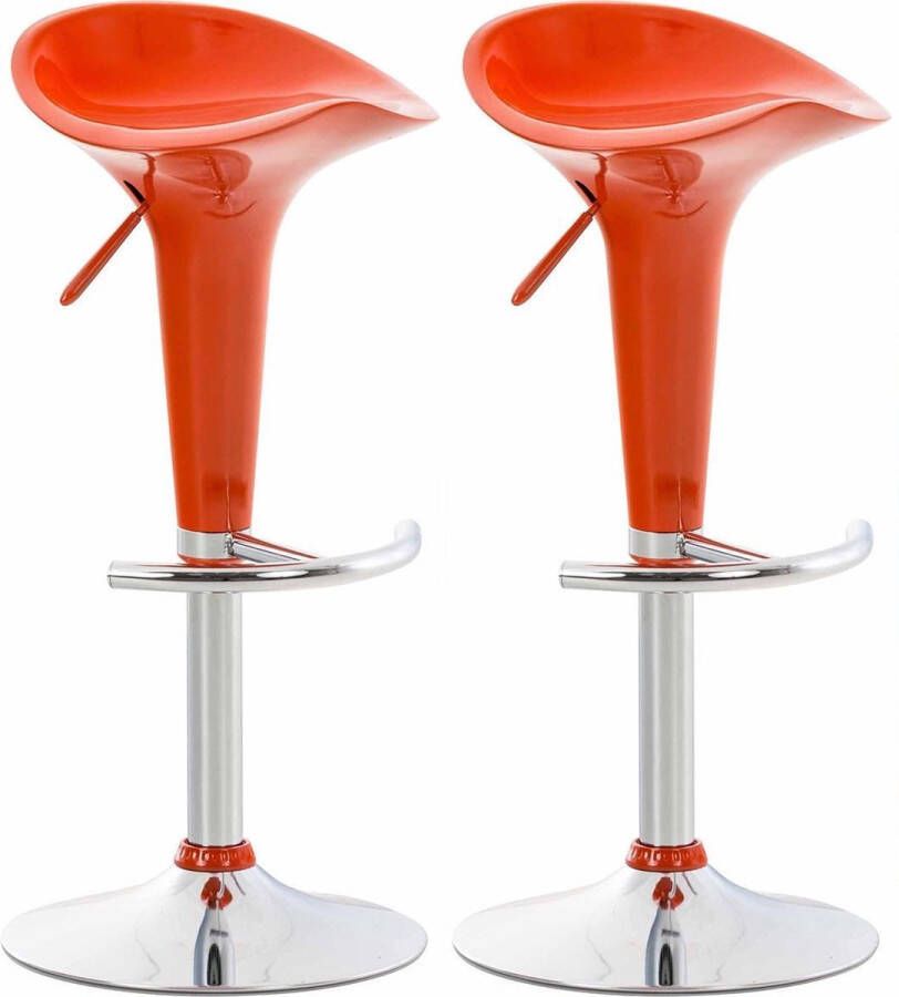 Clp Saddle Set van 2 barkrukken Verstelbaar Voetsteun Kunststof oranje