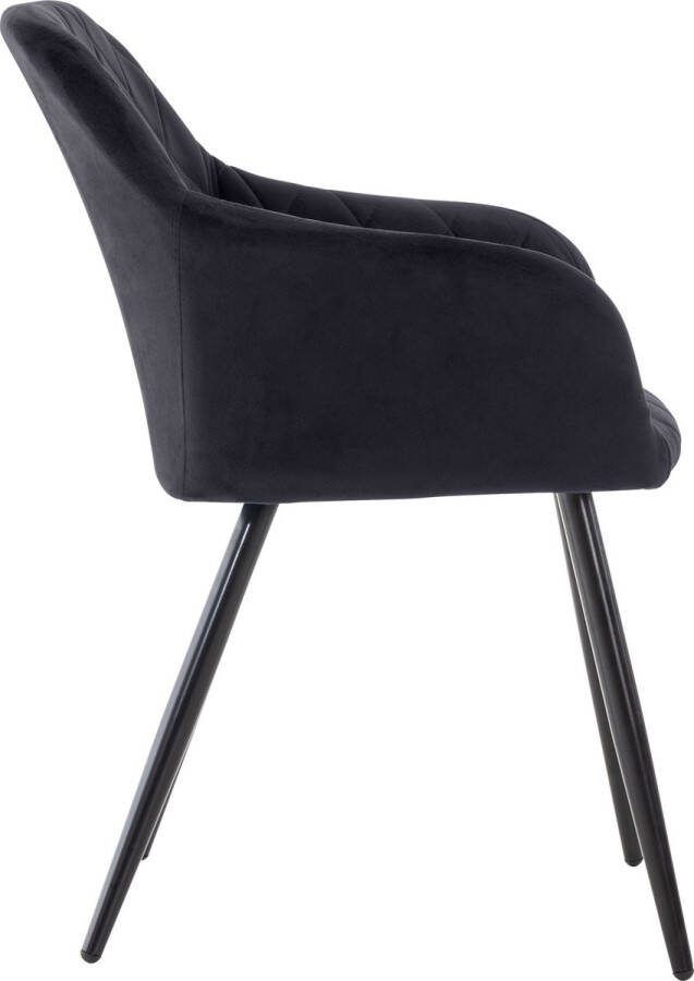 Clp Shila Set van 4 Eetkamerstoelen zwart Fluweel