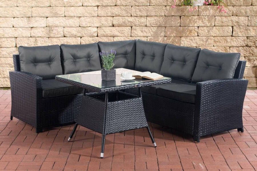 Clp Sierra Tuinset Poly rotan 1 25 mm vlak rotan : zwart kleur bekleding : antraciet