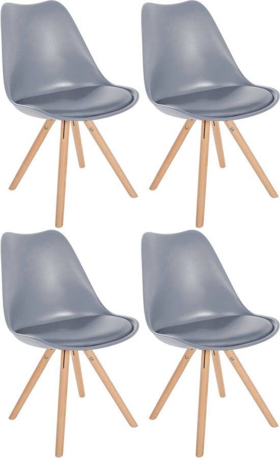 Clp Sofia Set van 4 Eetkamerstoelen Zonder armleuning Kunststof grijs natura (ronde)