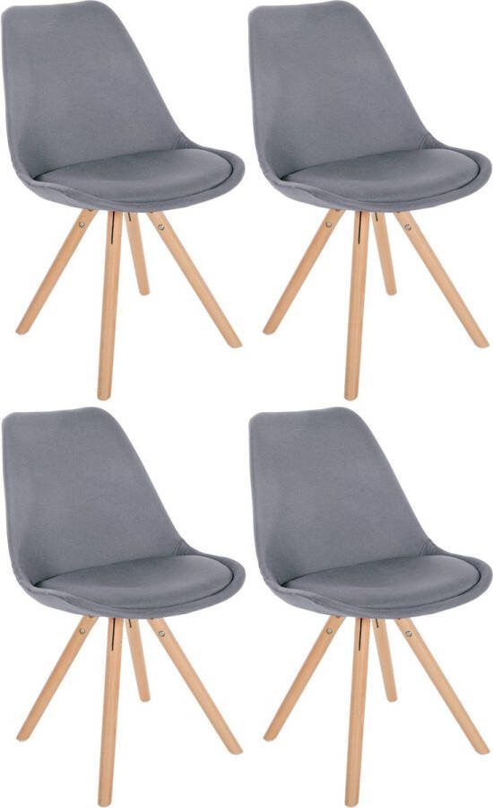 Clp Sofia Set van 4 Eetkamerstoelen Zonder armleuning Stof licht grijs natura (ronde)