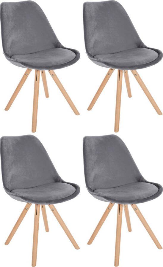 Clp Sofia Set van 4 Eetkamerstoelen Zonder armleuning Velvet Fluweel grijs natura (ronde)